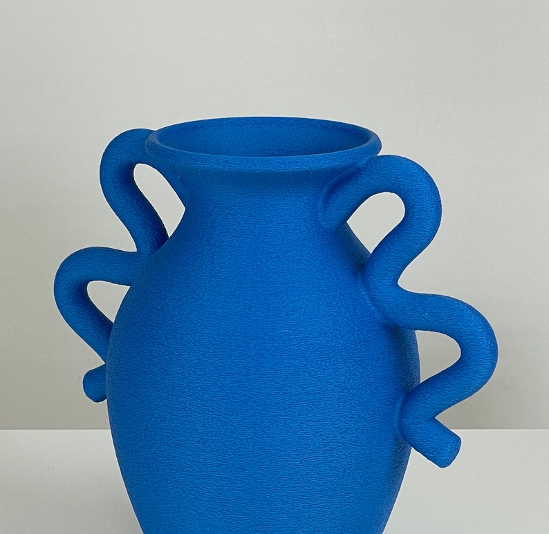 Medusa Table Vase in Cobalt Blue Minimalist Home Decor 3D Printed Australian Made Flower Vase Cobalt Blue Vase Housewarming Gift image 2