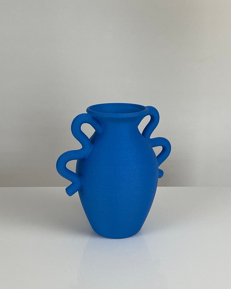 Medusa Table Vase in Cobalt Blue Minimalist Home Decor 3D Printed Australian Made Flower Vase Cobalt Blue Vase Housewarming Gift image 5