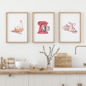 Minimalist Baking Digital Printable Wall Art, Watercolor Baker Home Decor, Minimalist Print Set, Gallery Wall Art, Digital Download