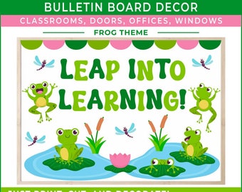 Leap into Learning Bulletin Board  Decorations Kit - INSTANT DOWNLOAD PDF Digital Files - Classroom, Windows, Desk, Doors