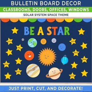 New Year Space "Be A Star" Bulletin Board  Decor & Activity - INSTANT DOWNLOAD PDF Files - Classroom, Library, Hallway, and more!