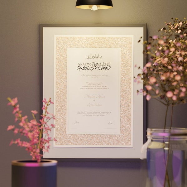 Floral Premium A3 Islamic Nikkah Certificate