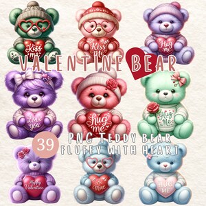 Valentine&#39;s Day 2024, Valentine&#39;s Greeting Card, teddy bear fluffy with heart. and rose, 39 Clipart PNG Transparent