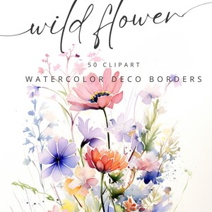 Watercolor Wildflower deco Bouquet 50 Clipart - digital jpeg cherries graphics for instant download commercial use Wildflower006
