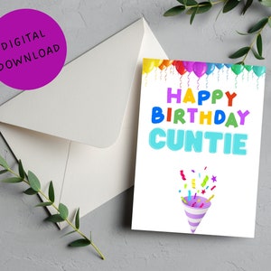 Alles Gute zum Geburtstag Cuntie druckbare Karte, lustige Geburtstagskarte, humorvolle Karte, digitaler Download