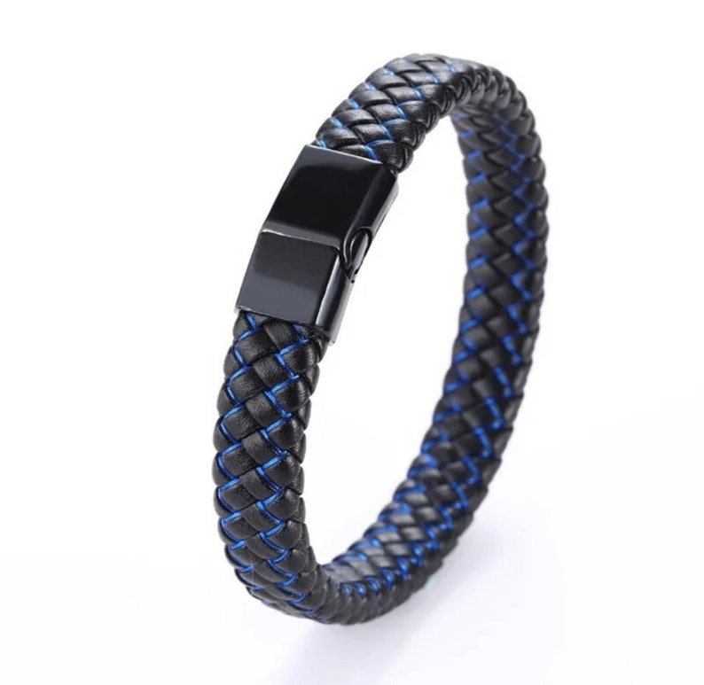 Thin Blue Line Bracelet Leather and Zinc Alloy Law Enforcement Etsy
