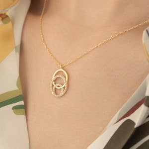 Double Circle Necklace - Couple Necklace - CZ Circle Necklace - Pave Circle Necklace - Interlocking Necklace - Couple Jewellery
