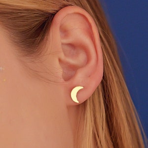 Moon Stud Earrings - Christmas Gift - Gift for Her - Silver Dainty Crescent Earrings - Gold New Moon Stud Earrings - Gift for Mother