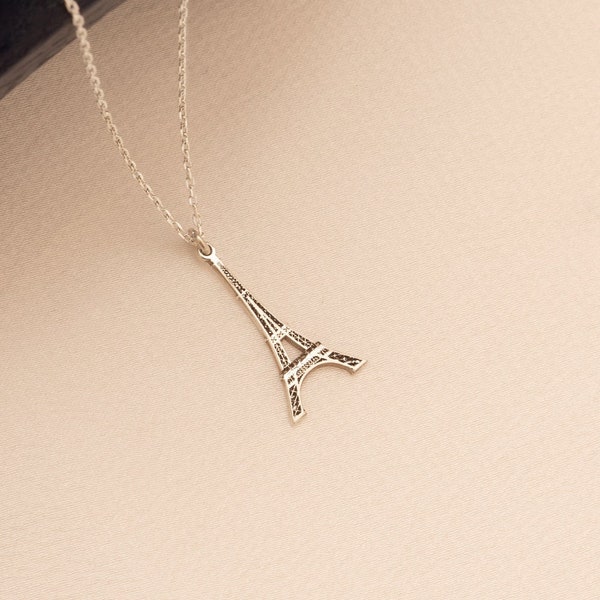 Collier Tour Eiffel minimaliste - Pendentif Tour Eiffel en argent sterling 925 - Bijoux Paris - Collier Paris - Cadeau pour elle