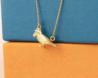 3D Parrot Gold Necklace - Summer Jewellery - 925 Sterling Silver Bird Necklace - Natural Jewellery - 3D Jewellery - Bird Lover Necklace