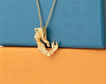 Gold 3D Mermaid Necklace - 3D Jewellery Pendant -  Silver Mermaid Oxidized Necklace - Gift for Her - Gift for Mother - Summer Jewellery