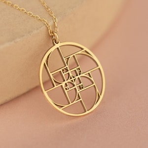 Fibonacci Golden Spiral Necklace - Fibonacci Swirl Pendant - 925 Sterling Silver Geometric Pendant - Golden Ratio Necklace - Gift For Her