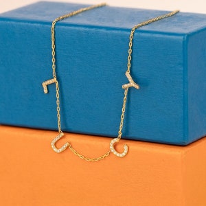 Collar con iniciales de diamantes - Collar con nombre y letras de oro con circonita cúbica - Collar con nombre y iniciales personalizado - Gargantilla con letras personalizada