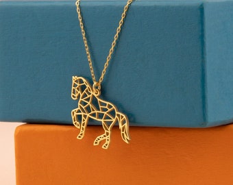 Origami Horse Necklace - Christmas Gift - Tiny Horse Necklace - Horse Lover Gift - Animal Lover Gift - Equestrian Necklace - Gift for Kids