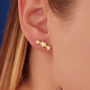 Shooting Stars Stud Earrings - Christmas Gift - Falling Stars Earrings - Gift for Her - 925 Sterling Silver Dainty Earring - Gift for Mother