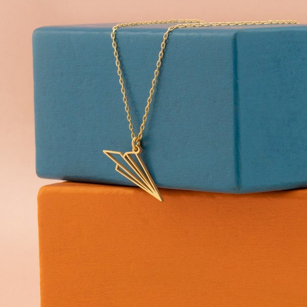 Paper Airplane Necklace - Christmas Gift - Plane Necklace - Paper Airplane Charm - Origami Necklace - Gift for Kids - Minimalist Necklace