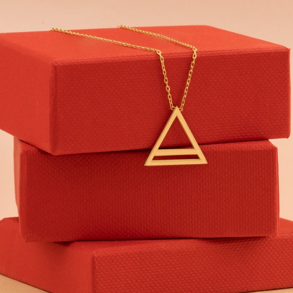 Sterling Silber Dreieck Anhänger: Geometrische Familie Symbol Halskette