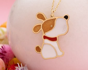 Collar Snoopy - Collar de perro de dibujos animados - Joyería de perro de esmalte - Regalo de amante de mascotas - Regalo para niños - Collar de perro de plata - Regalo para ella