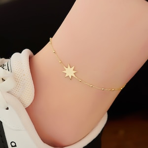 Dainty Star Anklet - Christmas Gift - Gift for Her - Ankle Intermittent Chain - Chain Anklet - Anklets for Women - Summer Jewellery