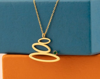 Drei-Stein-Halskette – Stein-Halskette – Fels-Halskette mit Geburtsstein – anpassbare Stein-Halskette – Geburtstagsgeschenk – Geschenk für Sie