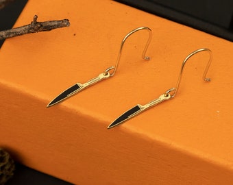 Enamel Knife Dangle & Drop Earrings Earrings - Christmas Gift - Sharp Knife Earrings - Killer Earring - Scary Earring - Gift for Her