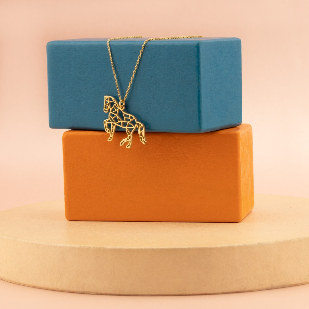 Origami Horse Necklace Christmas Gift Tiny Horse Necklace Horse Lover