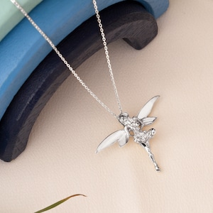 3D Gold Fairy Necklace 3D Jewellery Pixie Wings Necklace Gift for Her Gift for Kids Fairytale Jewellery Tinkerbell Necklace Silver