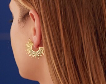 ☆人気☆【STONE HENgE】☆14K U LOCK アンクレッ.ト☆H0123☆ 14K Sunburst Earrings - Christmas Gift - 14K Gold Sunshine
