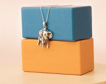 Elefantenmutter-Halskette – 3D-Schmuck – Halskette aus oxidiertem Silber. Elefantenmutter-Halskette – Geschenk für Kinder – Geschenk für Sie – Geschenk für Mutter