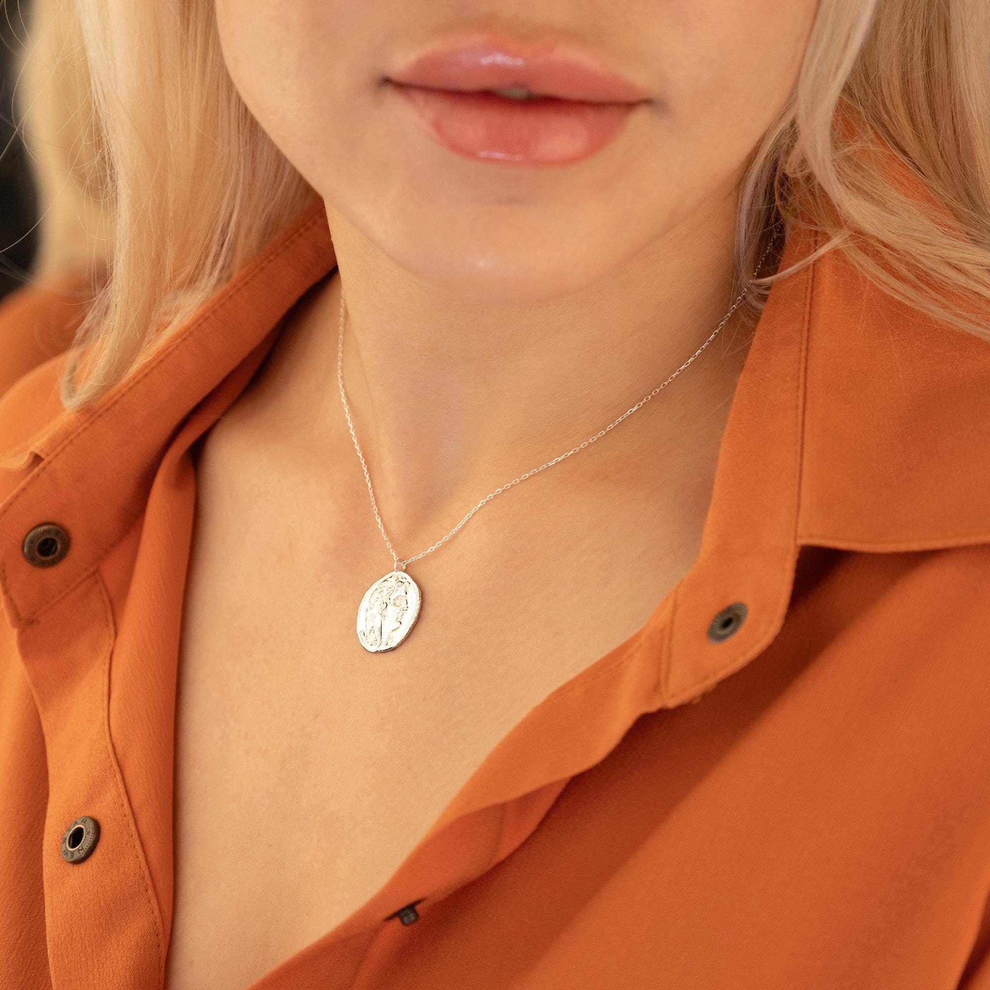 Alexander the Great Coin Necklace - Gold Medallion Necklace - Sterling Silver Replica Greek Ancient Coin Necklace - Greek Medallion Jewelry