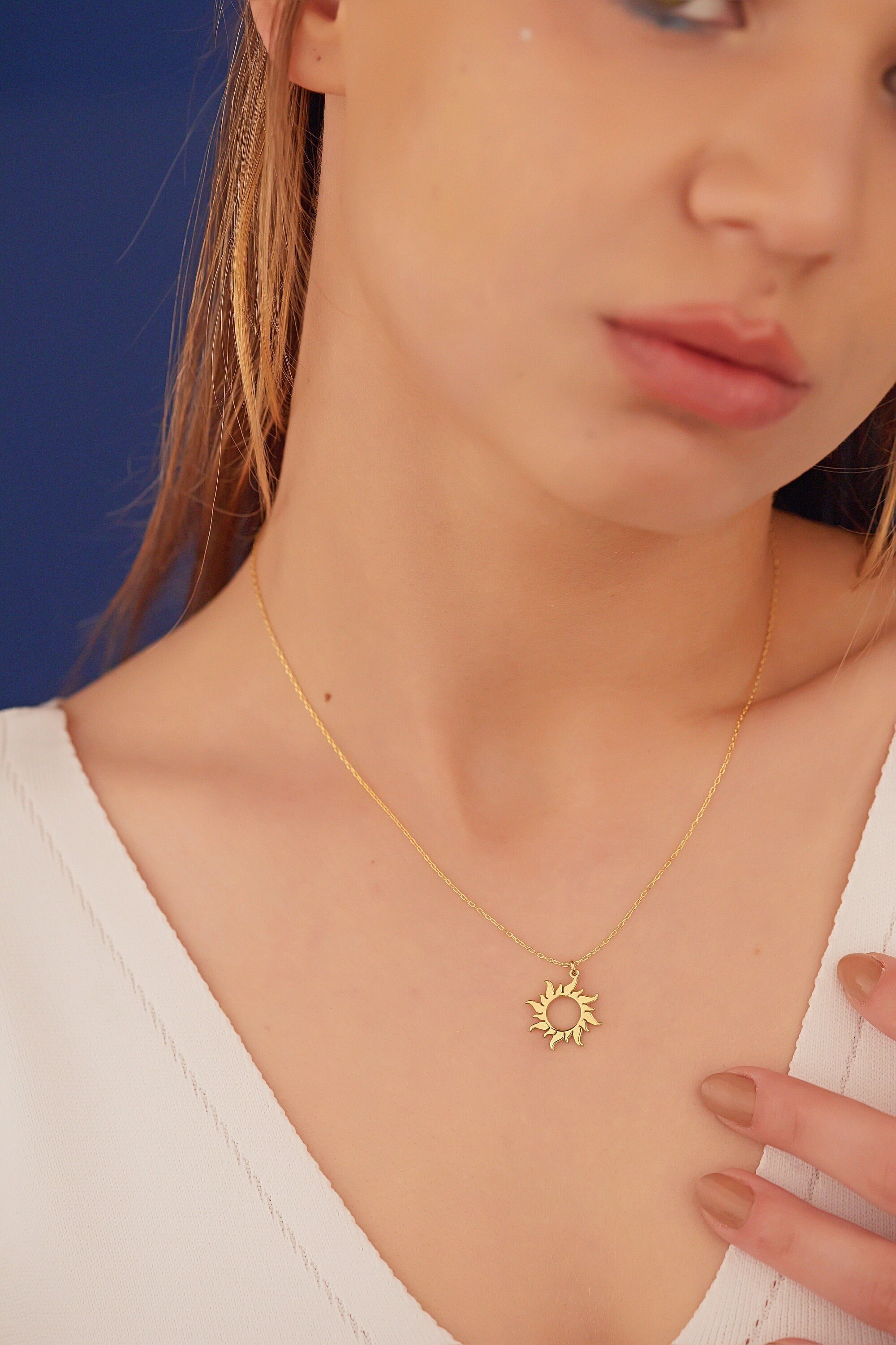14K Gold Sun Necklace - Gold Sunshine Necklaces - Sunburst Gold Pendant - Summer Jewelry Necklace - Necklace for Women - Gift for Her