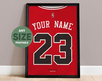 PRINTABLE Custom Chicago Bulls Jersey Poster Print - Wall Art 23/24 Poster, Wall Art Gift, Décor, Personalised With Any Name & Number