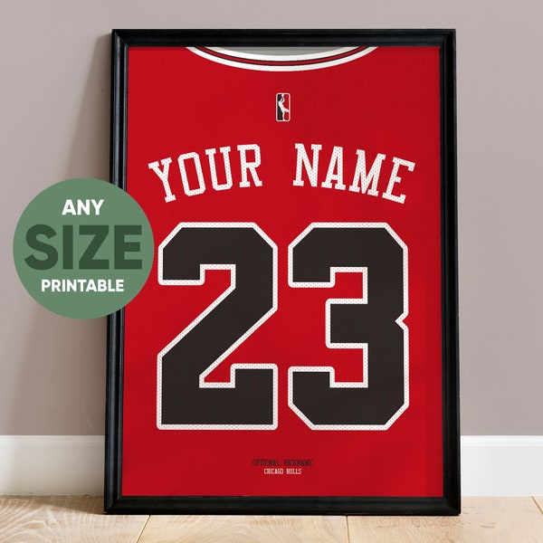 PRINTABLE Custom Chicago Bulls Jersey Poster Print - Wall Art 23/24 Poster, Wall Art Gift, Décor, Personalised With Any Name & Number