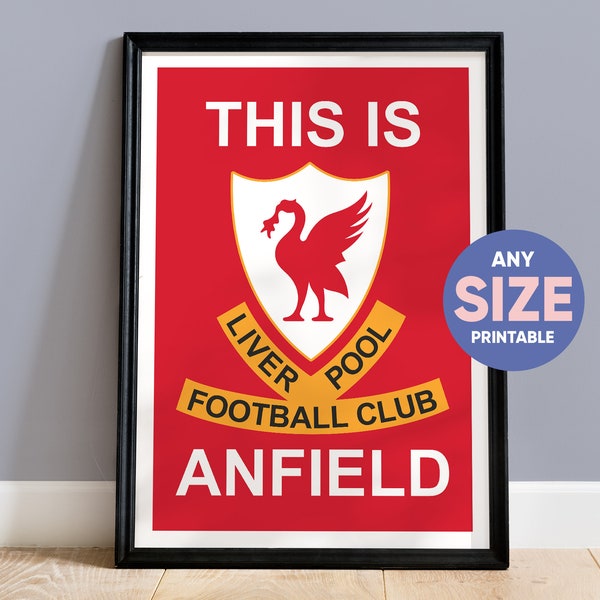 Il s'agit d'une affiche d'Anfield, affiche du Liverpool FC, Premier League, art mural, décoration d'intérieur, cadeau - téléchargement numérique