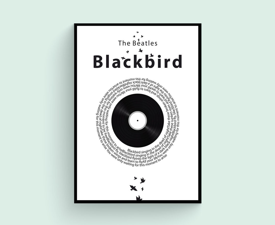 The Beatles Blackbird Song Wall Art Poster, Wall Art, Beatles Poster