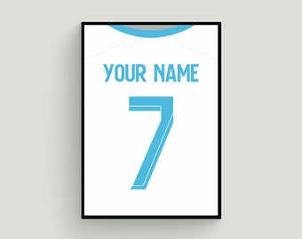 23/24 Custom Olympique De Marseille Shirt Poster Print - Wand Kunst 2023 2024 Poster, Dekor, personalisiert mit jedem Namen & Nummer