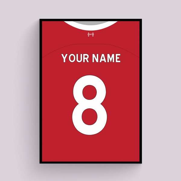 23/24 Custom Liverpool FC Home Shirt Wall Art 23/24 Poster, Liverpool FC Wall Art, Décor, Personalised With Any Name & Number 2024