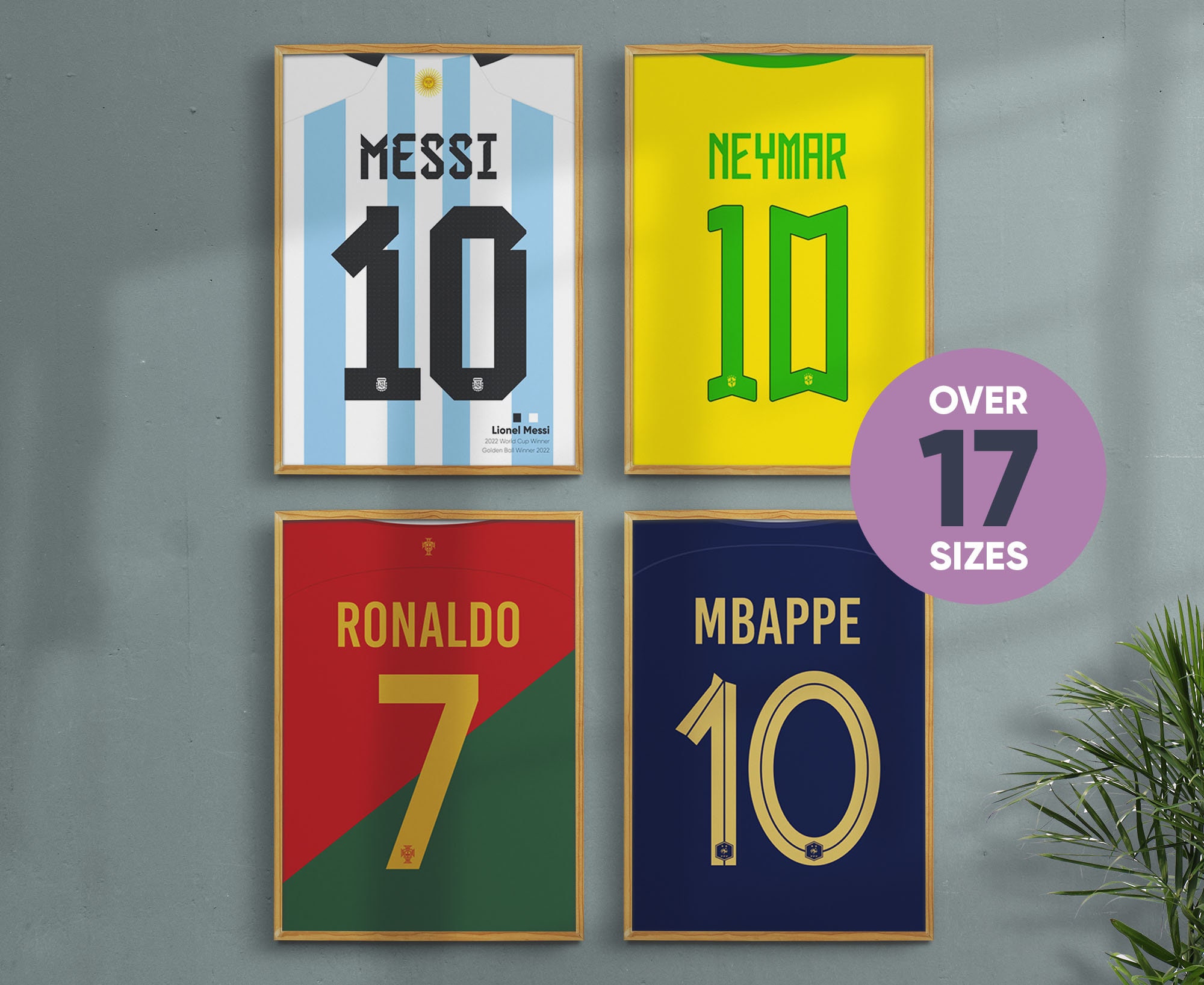 PRINTABLE Set of 4 Messi Neymar Mbappe &amp; Ronaldo Football - Etsy