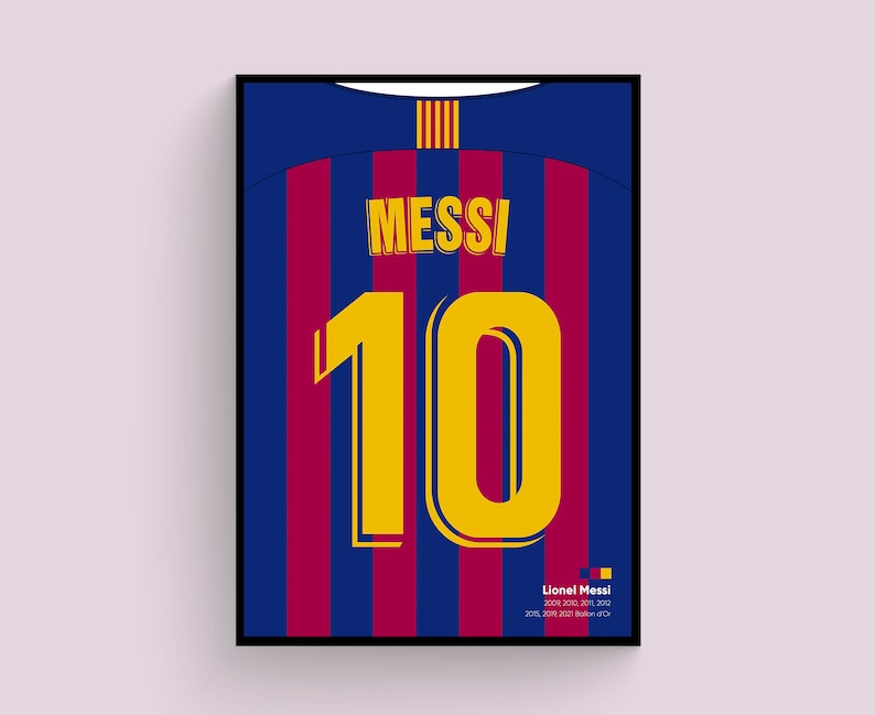Messi Barcelona FC Football Home Shirt Jersey Wall Art Poster - Etsy