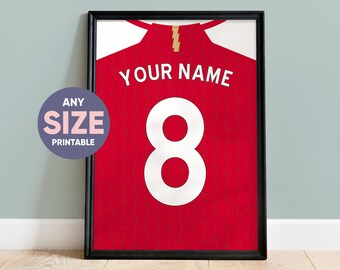 PRINTABLE 23/24 Custom Arsenal Home Shirt Wall Art Poster, Arsenal Shirt Wall Art, Décor, Personalised With Any Name & Number