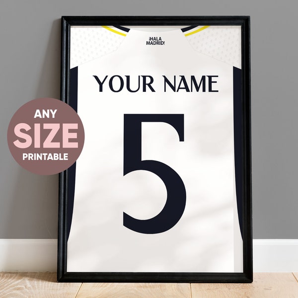 23/24 Custom Real Madrid Home Shirt Wall Art 23/24 Poster, Real Madrid Shirt Wall Art, Décor, Personalised With Any Name & Number