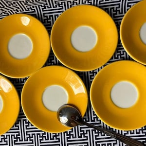 Bright Sunshine Yellow Tiny Ceramic Saucers Set of 6
