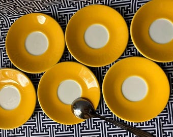 Juego de 6 platillos de cerámica pequeños de color amarillo brillante