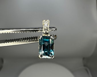 Blue Zircon-Natural gemstone-Silver Pendant