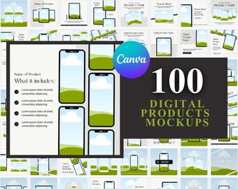 Plantilla de maqueta de 100 productos digitales: edita con Canva