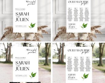 Letrero de bienvenida y plano de asientos para BODA: ¡editable en Canva!