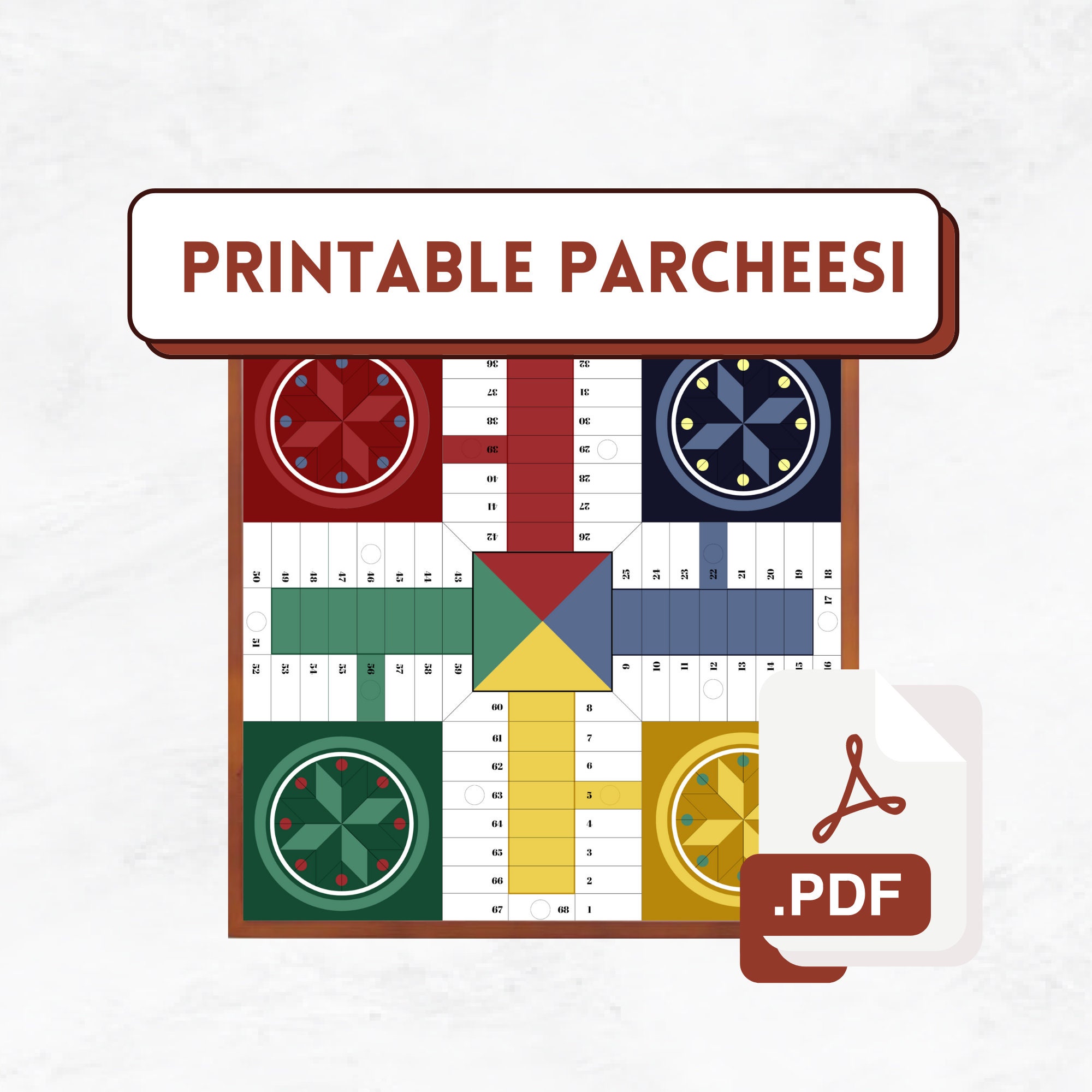 Jeu de Parcheesi imprimable en PDF Jeu de société Parcheesi - Etsy France