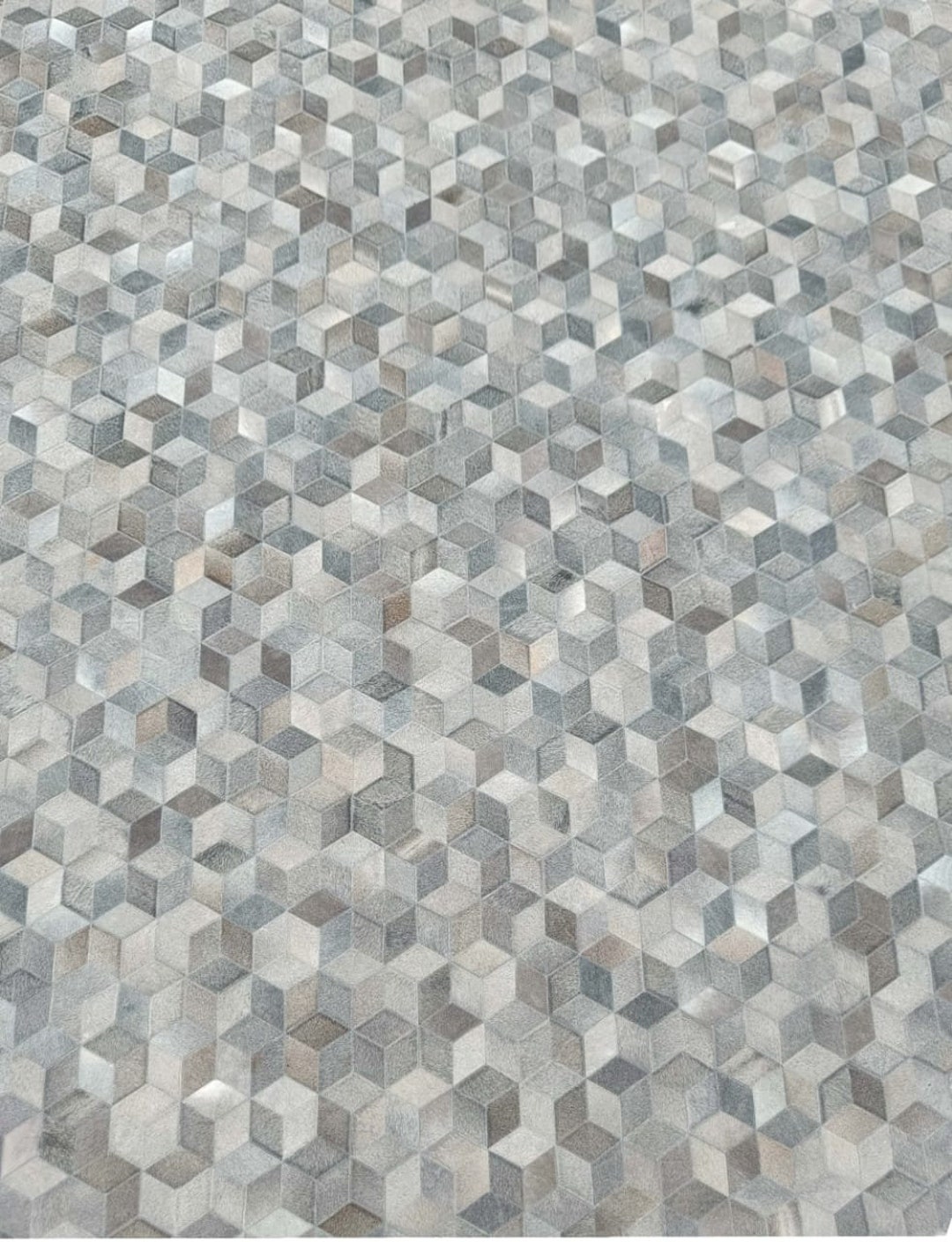 Football Cowhide Large Patchwork Leather Rug Gray Area Rug Etsy