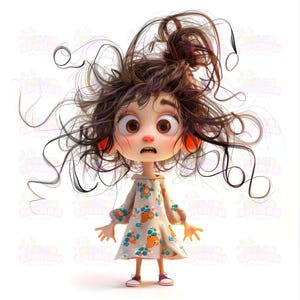 18 Quirky Little Girl Character Clipart | Cute Whimsical Art Print | Unique Playful Character Design for Creative Projects, High Resolution