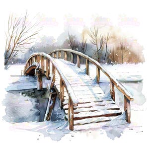 19 Winter Wonderland Watercolor Clipart | Snowy Landscape Art | Holiday Decor | Winter Animals |Christmas Illustration, High Resolution